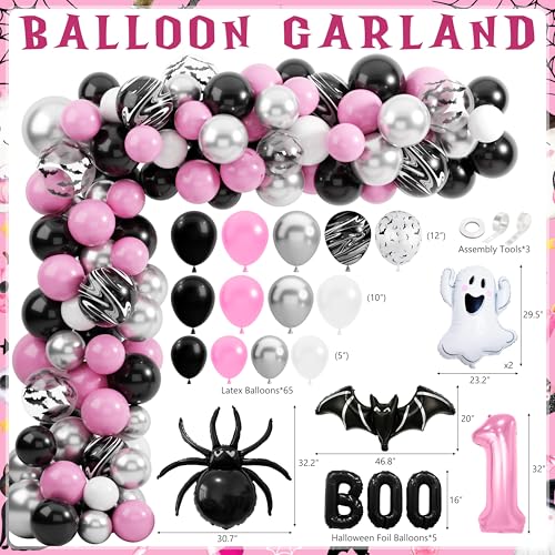 Pink Spooky First Birthday Decorations Kit for Girls Halloween Party - Variation: Pink