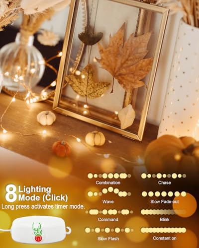 Rechargeable Fairy String Lights 16.4ft 8 Modes Timer Copper Wire Decor - Variation of 16.4ft - 1pc