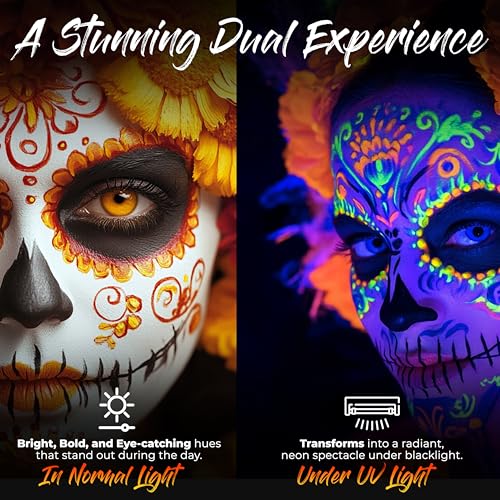 UV Face & Body Paint Sticks - Glow Under UV Light for Raves & Costumes - 6 Colors