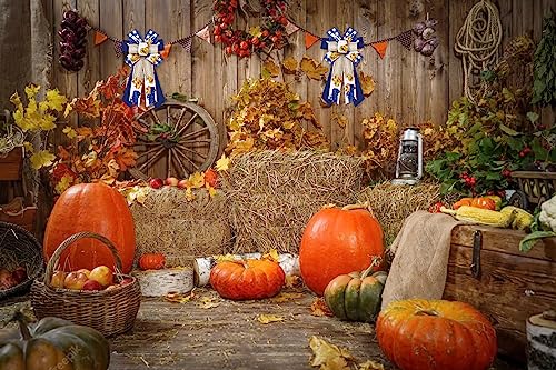 Large Fall Pumpkin Bow for Wreath Blue Buffalo Plaid Burlap Thanksgiving Decoration - Style 1