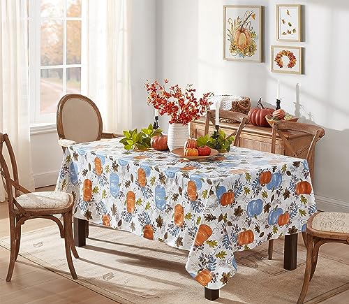 Newbridge Blue Pumpkin Thanksgiving Vinyl Tablecloth 52 x 70 Inch Rectangular - Hampstead Farm Variation