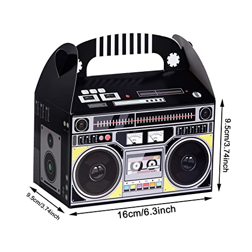 Retro Boombox Favor Boxes - 6.3 x 3.74 x 3.74 Inches, Pack of 3, 12 Count