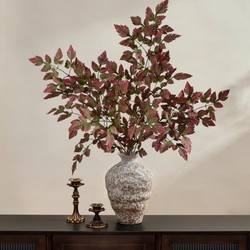 Fall Artificial Floral Stems 36 Inch with Ombre Green & Purple - 6 Pack, Realistic Autumn Decor for Vases and Arrangements