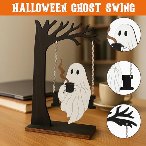 Halloween Ghost Swing Decor - Cute Hanging Ghost for Home and Kitchen