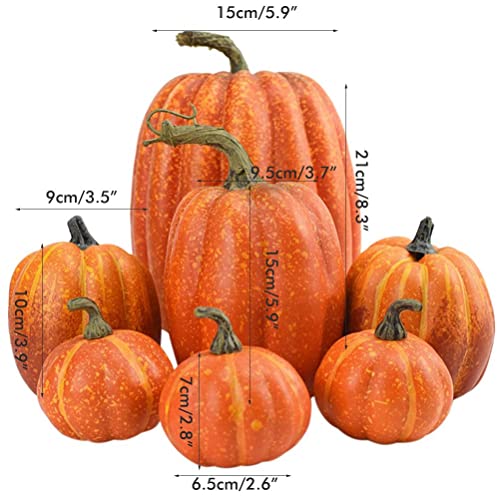 7Pcs Artificial Foam Pumpkins Set Fall Harvest Halloween Decor - Realistic Look
