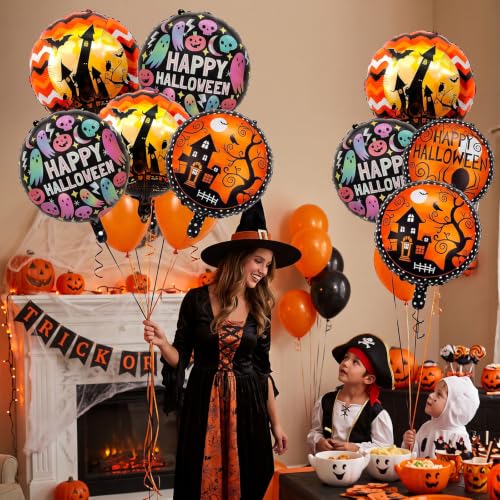 VoVanrola 9PCS Halloween Balloon Set, Ghost Spider Silhouette Foil Balloons - D