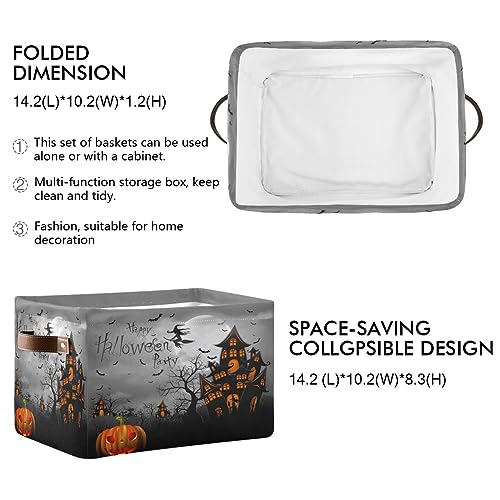 Halloween Spooky Witch Castle Storage Basket Set - 1 Pack, Black Bat Ghost Pumpkin