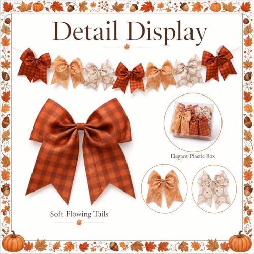 Fall Bow Garland for Mantel Fireplace Decor | Harvest & Thanksgiving Banner