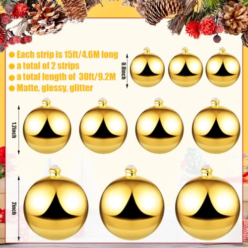 Gold Christmas Garland Set - 2 Pieces 15 ft Decorative Holiday Decor