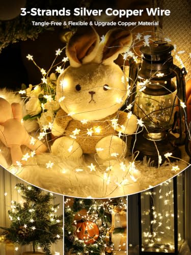 80FT 240 LED Star String Lights - Silver Wire, Waterproof, Remote Control