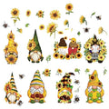 Spring Theme Window Decals - Sunflower & Gnome Stickers for Glass Walls - 8 Sheets, Reusable, Waterproof