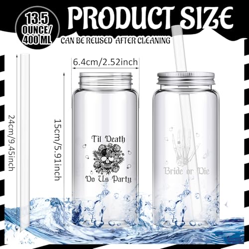 16 Pack Reusable Plastic Bachelorette Cups with Lids & Straws, 13.5 oz