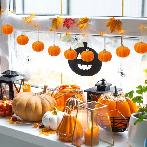 24 Pcs Fall Pumpkin Hanging Ornaments - Orange Thanksgiving Decor