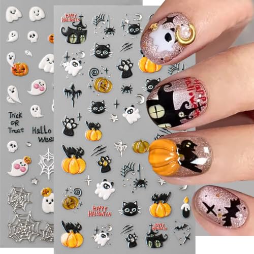 Halloween Nail Stickers for Nail Art Ghost Variation 2 Sheets - Spooky Decals