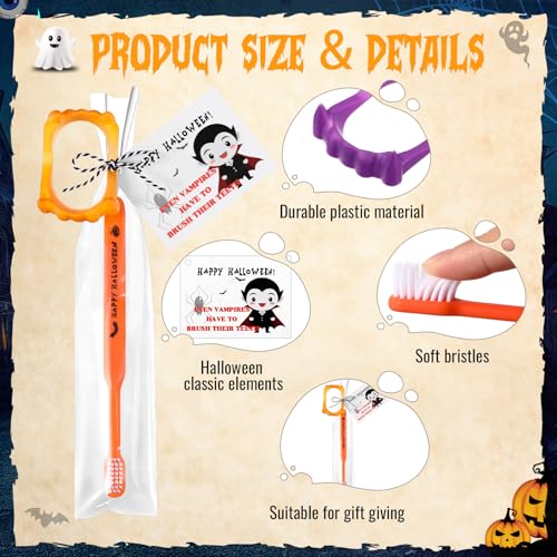 Halloween Vampire Toothbrush Set with Fangs & Cards - 24 Pieces