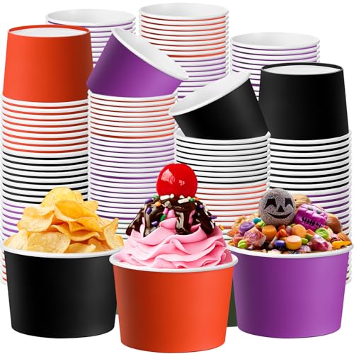 Disposable Halloween Color Paper Ice Cream Cups 9oz - 60 Pack