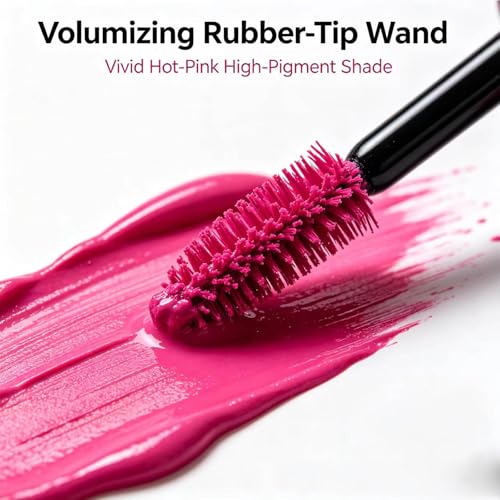 Pink Red Waterproof Curling Mascara - Volumizing No-Clump Eyelash Makeup for Stage & Party