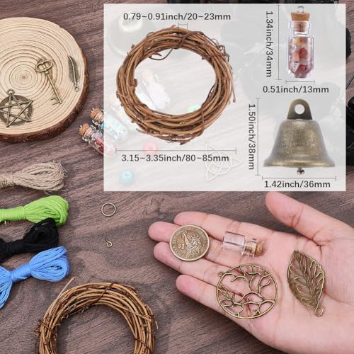 Witch Bell Wind Chime Decoration Set with Wreath & Charms - Style 3