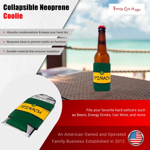 Spinach Collapsible Neoprene Can Cooler - Drink Sleeve for 12oz & 16oz Cans - Funny Guy Mugs
