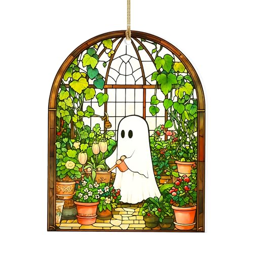 Halloween Ghost Plant Suncatcher Ornament - Style 2, Cozy Autumn Décor