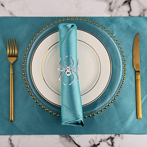 Halloween Spider Napkin Rings Set - Silver Alloy 6pcs Table Decor