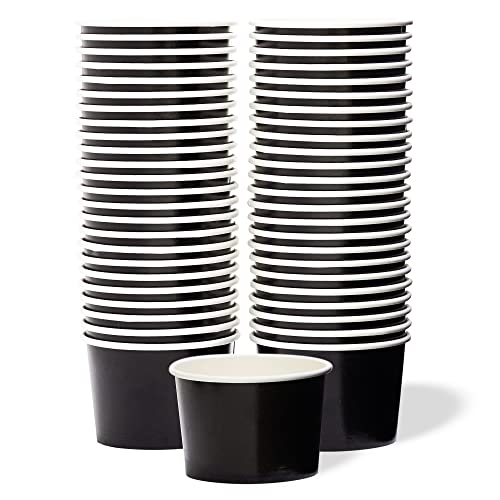 Disposable Paper Ice Cream Cups 9 Oz Black - 50 Count for Cold & Hot Food