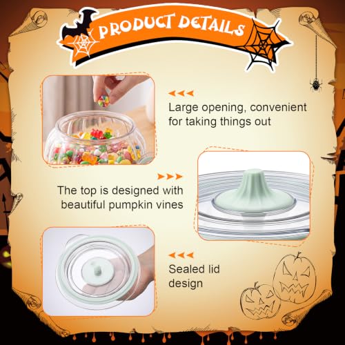 Plastic Halloween Pumpkin Jar with Lid 64oz Airtight Candy Storage - Common Style