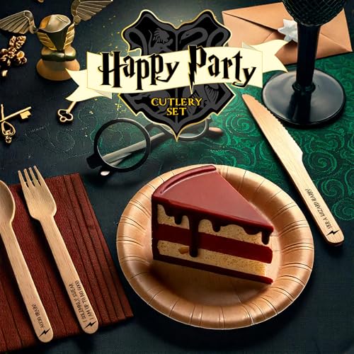 Themed Disposable Cutlery Set - 45 Eco-Friendly Wooden Utensils for Parties
