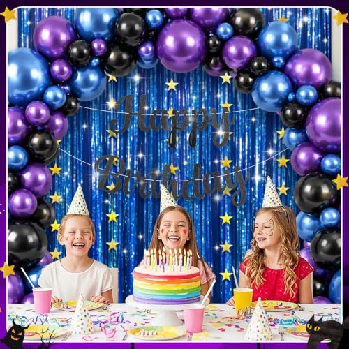 Halloween Balloon Garland Kit with Banner & Tinsel Backdrop - Spooky Party Decorations