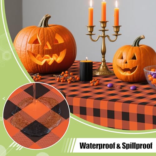 Halloween Table Cloth 52x70 Inches Vinyl & Flannel Backed Orange & Black