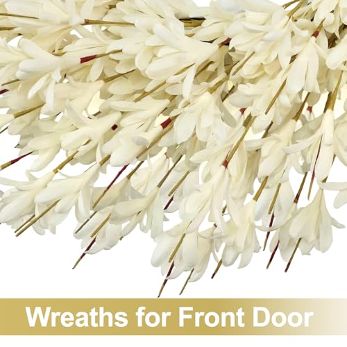 Fall White 26 Inch Realistic Autumn Wreath for Front Door Outside - Halloween Decor