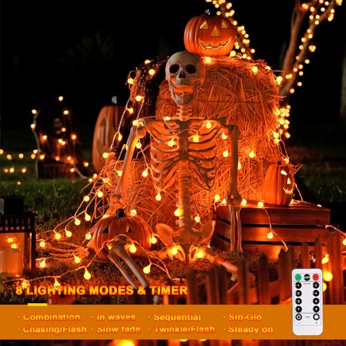 Halloween String Lights 100 LED Globe Orange Battery Operated - Variation of THIS listing