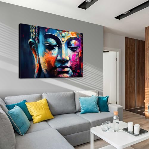 Large Buddha Wall Art Canvas Poster - Zen Meditation Room Decor 48x32 Inches