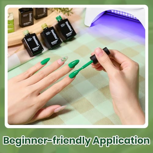 Beetles Green Gel Polish Set - Green Picnic, 6 Colors, Creame Variation