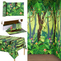 Rainforest Jungle Party Tablecloth Roll - 1200 x 54 Inches, Green Tropical Design