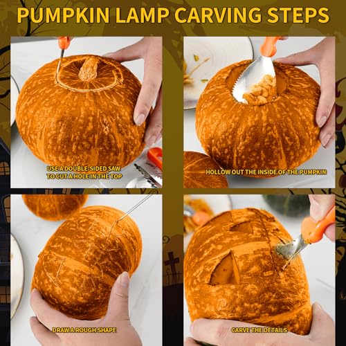 Pumpkin Carving Tools Set - 7 Stainless Steel Halloween Jack-O-Lantern Kit