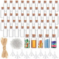 50 Packs 15ml Mini Plastic Bottles with Corks, Eye Screws & Funnels - DIY Craft Supplies
