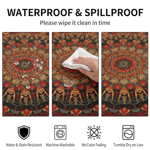 Orange Bohemia Round Tablecloth 60in - Boho Polyester Cover for Dining & Events