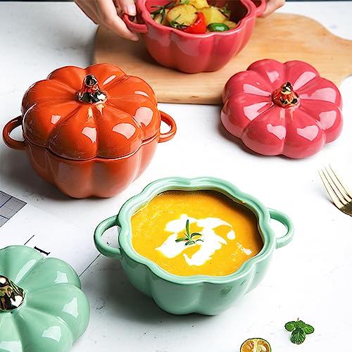 Orange Pumpkin Dutch Oven Pot with Lid - Ceramic Casserole & Baking Dish