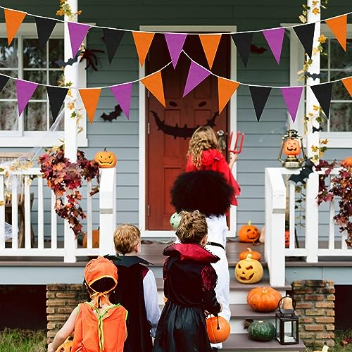 Halloween Pennant Banner 20 Pcs Outdoor Indoor Flag Garland - Purple Orange Black