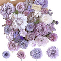 Purple Lavender Lilac Artificial Flower Set - Silk Roses, Dahlias & More