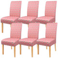 Pink Halloween Chair Covers Set of 6 Ghost Dining Slipcovers - Elastic Washable Protectors