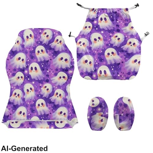Cartoon Ghost Gaming Chair Cover Set with Armrest - Halloween Computer Chair Slipcovers (Set of 4) - Merkmak