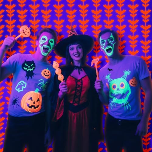 Menstarsi Glow Halloween Bat Party Decorations, 2 Pack Neon Orange Fringe Curtains - 3.3 x 6.6 ft