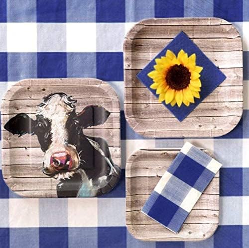 120x56 Inch Blue and White Buffalo Plaid Tablecloth - Checkered Farmhouse Decor