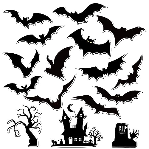 Halloween Refrigerator Magnets 16-Pack Black Bat Decor for Fridge & Magnet Surfaces