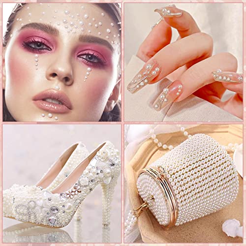 Self Adhesive Pearl Stickers for Face Hair Nail Crafts - Beige White, 1980 Pieces