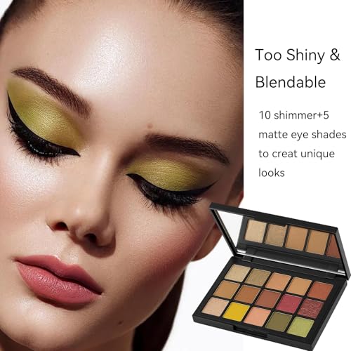 K'APEINE Earth & Sunset 15-Color Eyeshadow Palette - Colorful Matte & Shimmer Makeup