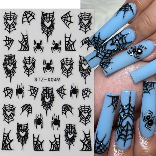 Halloween Spider Web Nail Stickers 6 Sheets Self-Adhesive Nail Art Decor Style01