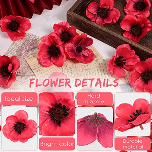 500 Pieces Red Fake Poppies Flowers Artificial Decor for Halloween & Memorial